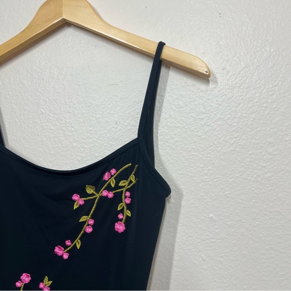 Oscar De La Renta Black Cherry Blossom Embroidered One Piece Swim - Picture 3 of 12